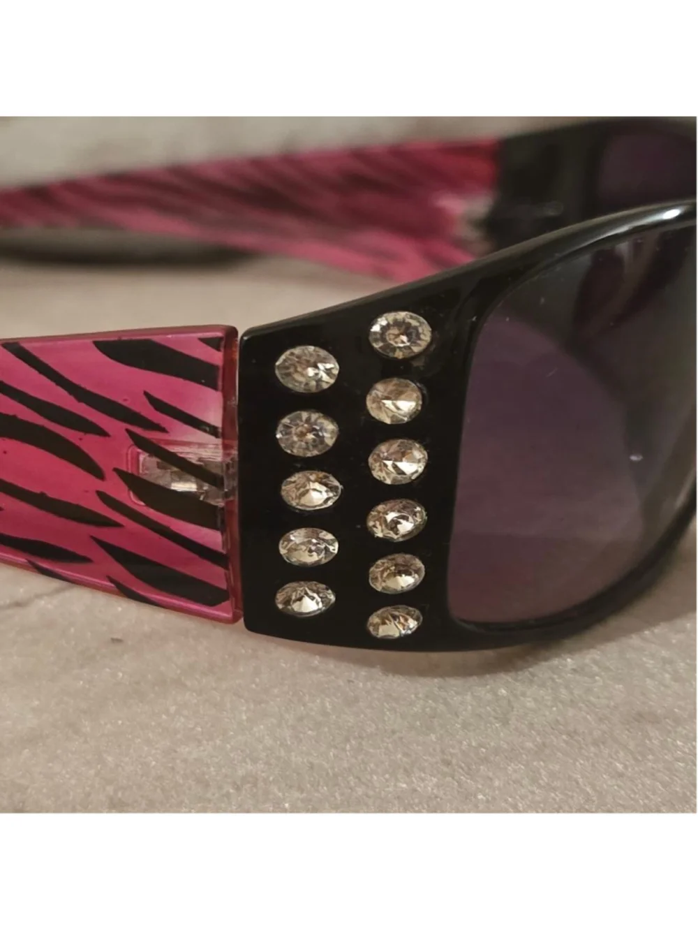 Women's Unbranded BLING Black & Pink Zebra Print Sunglasses One Size
